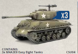 Clash of Steel: American - M4A3E8 Easy Eight Tank Platoon (x3 Plastic)