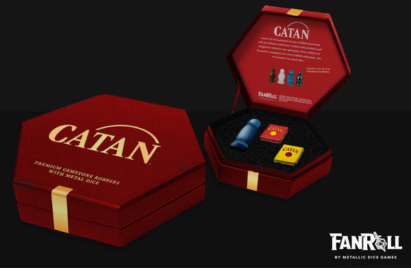 CATAN Premium Robber & Metal Dice Set- Cat's Eye Aquamarine