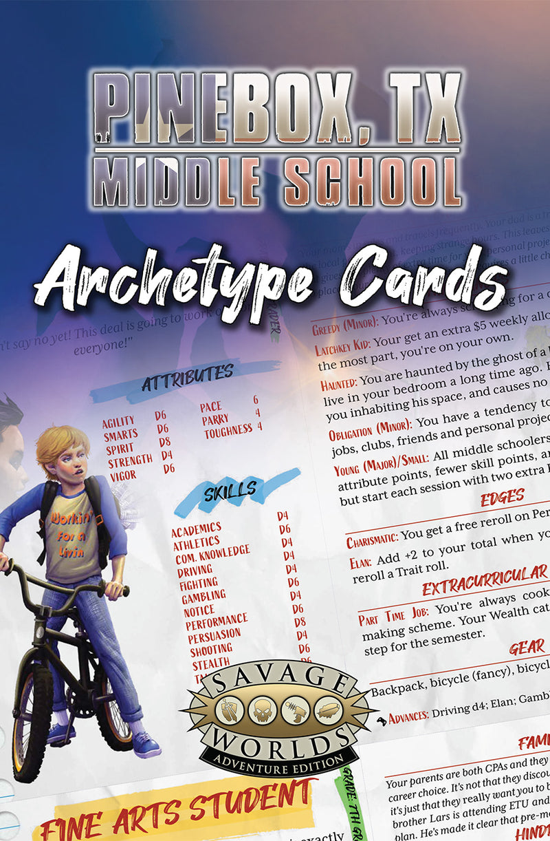 Pinebox Middle School RPG: Archetype Cards