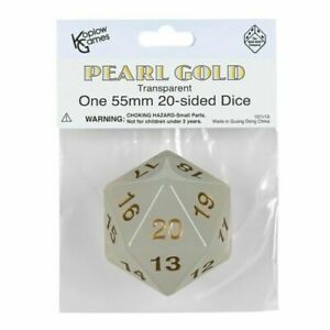 Transparent: 55mm D20 Countdown Pearl/Gold