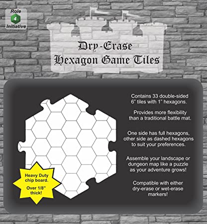 Dry Erase Dungeon Tiles - Hexagon Game Tiles