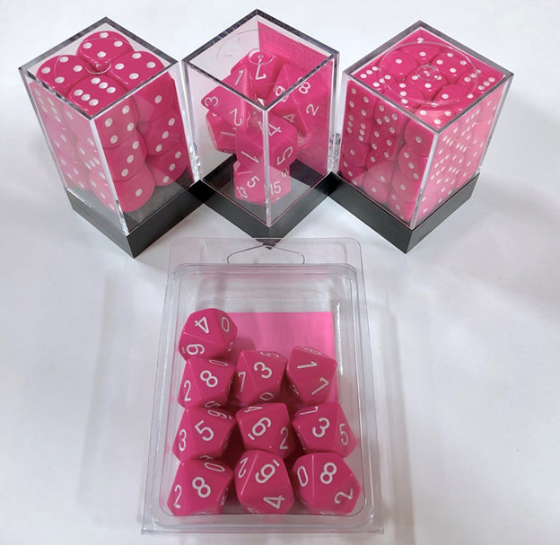 Opaque: 12mm D6 Pink/White (36)