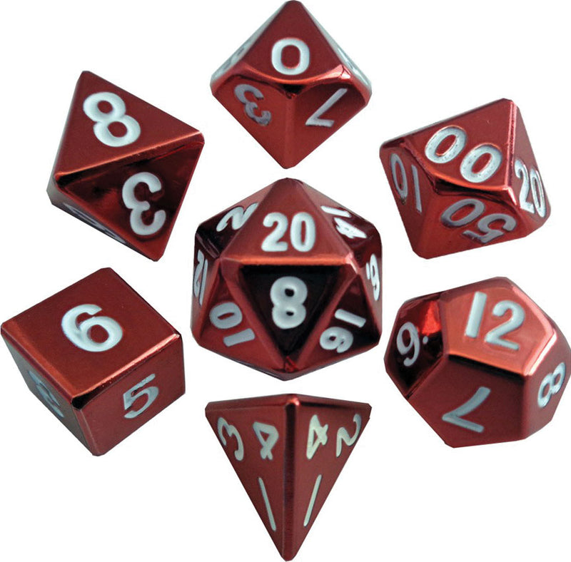 16mm Red Painted Metal Polyhedral Dice Set