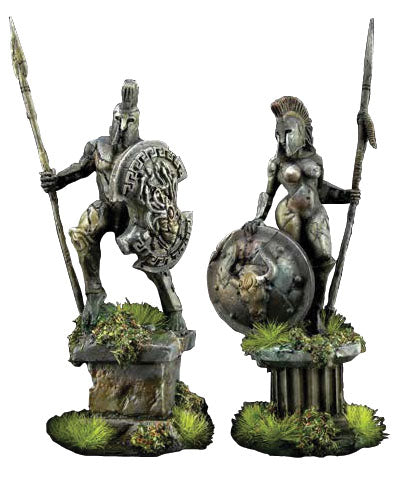 Bones Black: Amazon and Apartan Living Statues (Bronze)