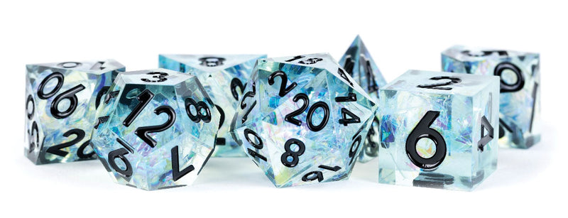 Handcrafted Sharp Edge Resin Dice Set: Captured Frost (7)