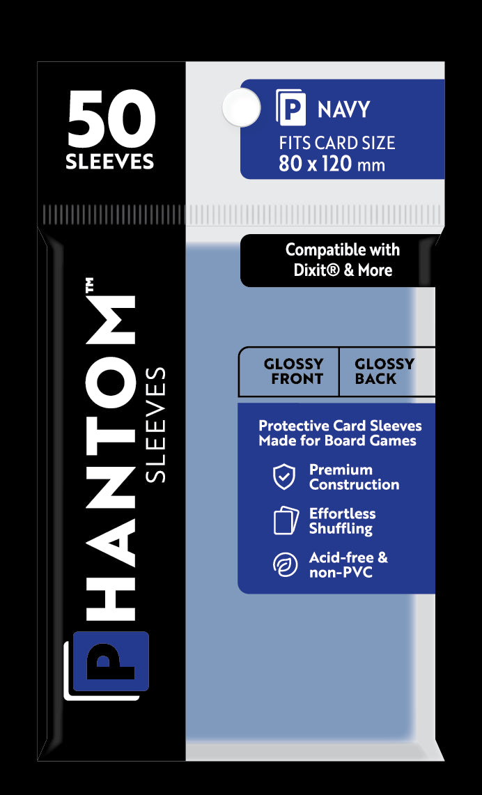 Phantom Sleeves: "Navy Size" (80mm x 120mm) - Gloss/Gloss (50)