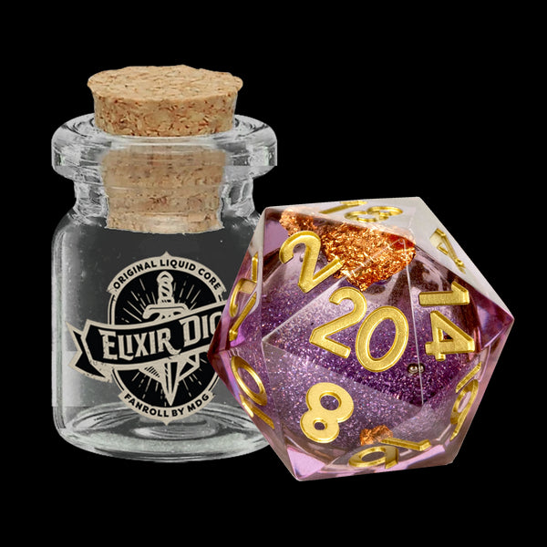 Individual D20 Elixir Liquid Core Dice: Aether Abstract
