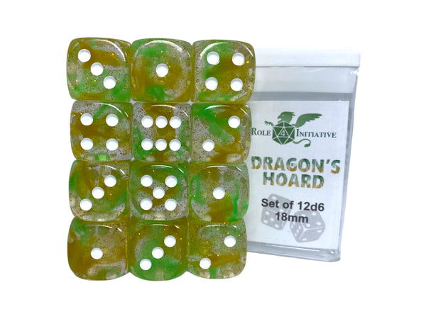D6 Dice Set: Diffusion Dragon's Hoard - Set of 12d6 (18mm)