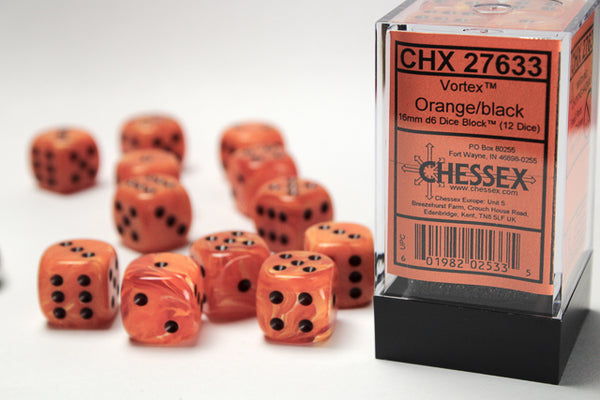 Vortex: 16mm D6 Orange/Black (12) from Chessex image 1