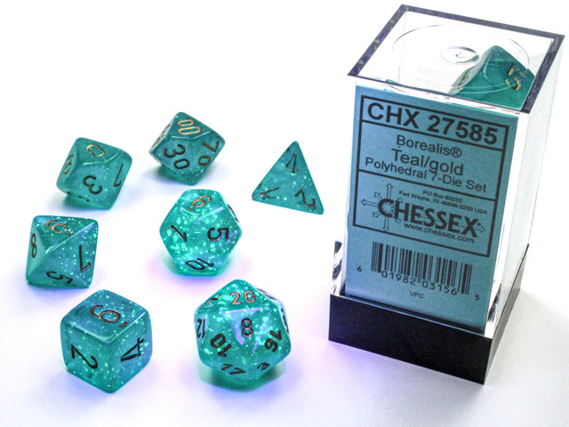 Borealis: Polyhedral Teal/gold Luminary 7-Die Set from Chessex image 2