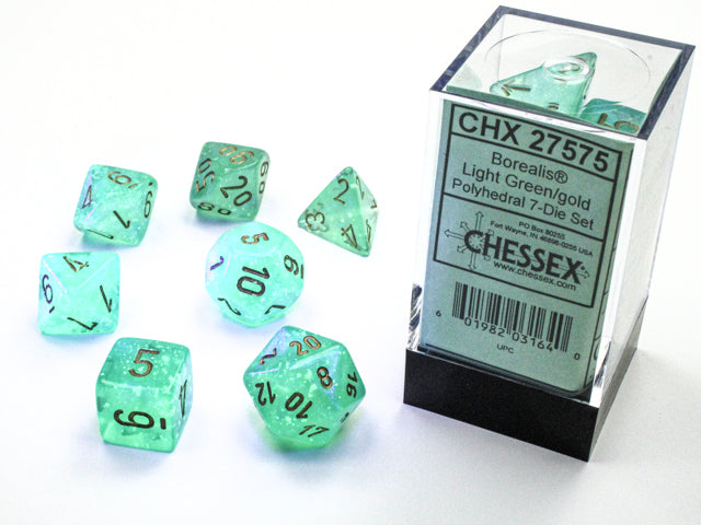 Borealis: Polyhedral Light Green/gold Luminary 7-Die Set from Chessex image 2