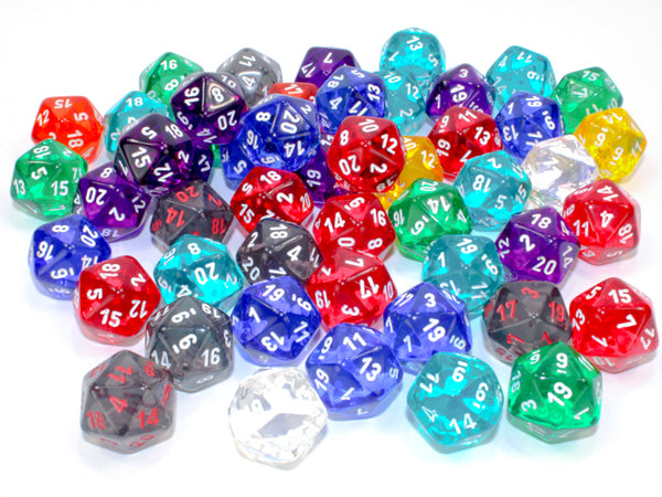Translucent: Poly D20 Assorted Bag of Dice (50) from Chessex image 1