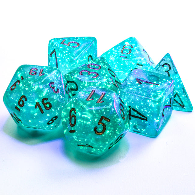 Borealis: Polyhedral Teal/gold Luminary 7-Die Set from Chessex image 3