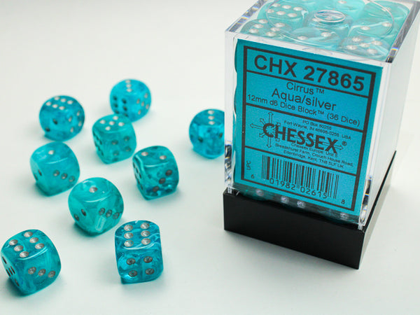 Cirrus 12mm D6 Aqua/Silver (36) from Chessex image 1