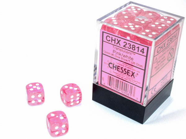 Translucent: 12mm D6 Pink/White (36) from Chessex image 1