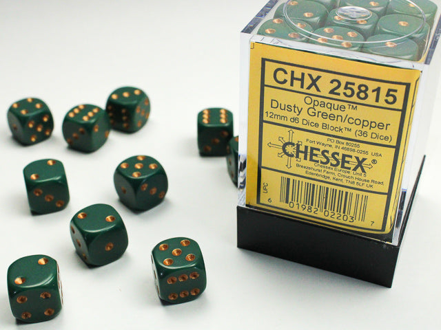 Opaque: 12mm D6 Dusty Green/Copper (36) from Chessex image 1
